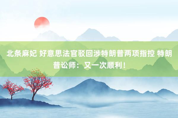 北条麻妃 好意思法官驳回涉特朗普两项指控 特朗普讼师：又一次顺利！