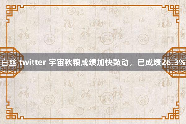 白丝 twitter 宇宙秋粮成绩加快鼓动，已成绩26.3%