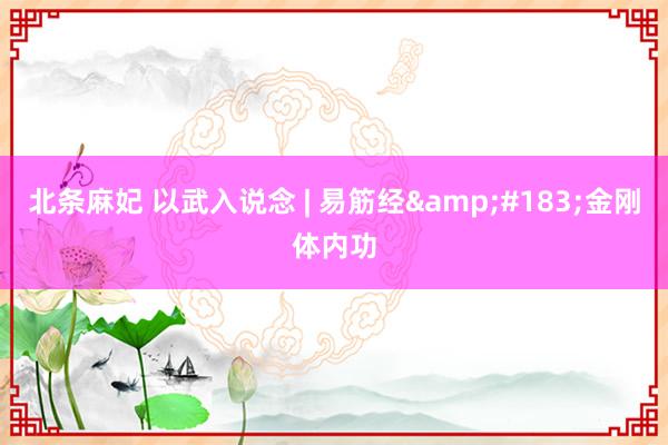 北条麻妃 以武入说念 | 易筋经&#183;金刚体内功