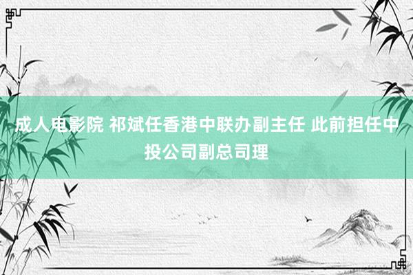 成人电影院 祁斌任香港中联办副主任 此前担任中投公司副总司理