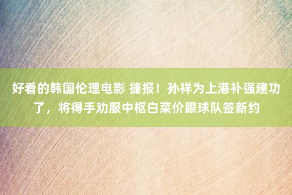 好看的韩国伦理电影 捷报！孙祥为上港补强建功了，将得手劝服中枢白菜价跟球队签新约