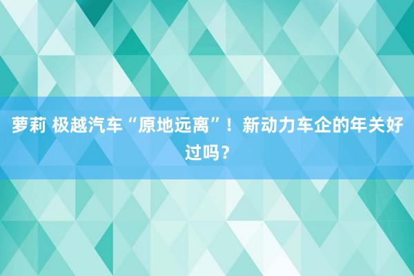 萝莉 极越汽车“原地远离”！新动力车企的年关好过吗？