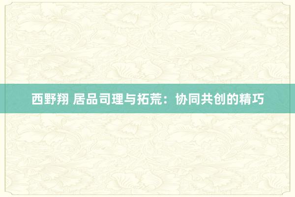 西野翔 居品司理与拓荒：协同共创的精巧