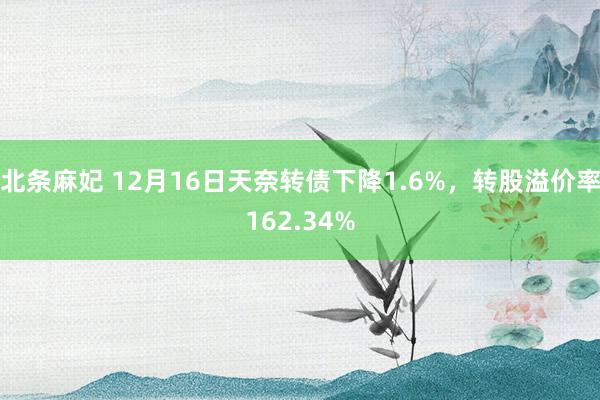 北条麻妃 12月16日天奈转债下降1.6%，转股溢价率162.34%