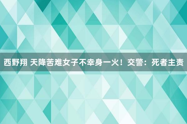 西野翔 天降苦难女子不幸身一火！交警：死者主责