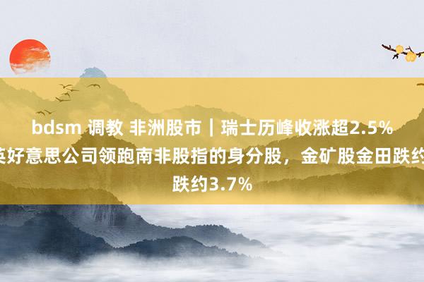 bdsm 调教 非洲股市｜瑞士历峰收涨超2.5%，和英好意思公司领跑南非股指的身分股，金矿股金田跌约3.7%