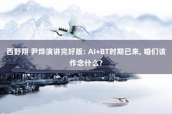 西野翔 尹烨演讲完好版: AI+BT时期已来, 咱们该作念什么?