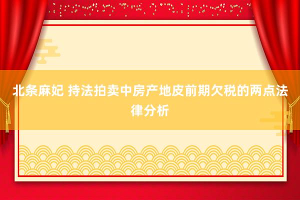 北条麻妃 持法拍卖中房产地皮前期欠税的两点法律分析