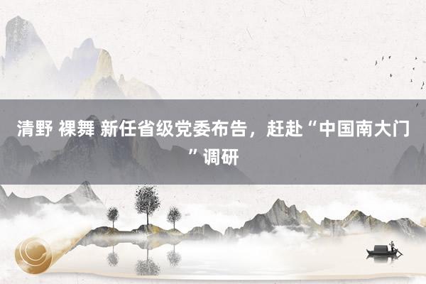 清野 裸舞 新任省级党委布告，赶赴“中国南大门”调研