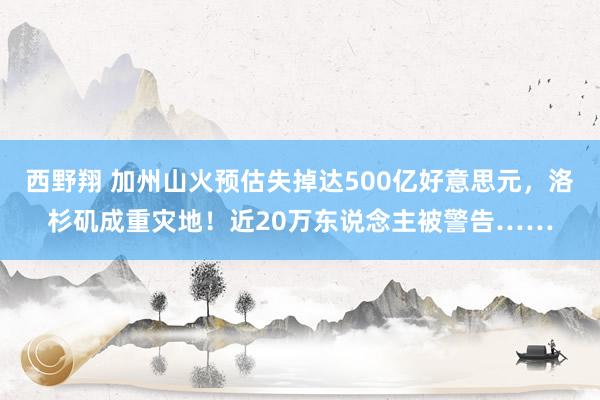 西野翔 加州山火预估失掉达500亿好意思元，洛杉矶成重灾地！近20万东说念主被警告……
