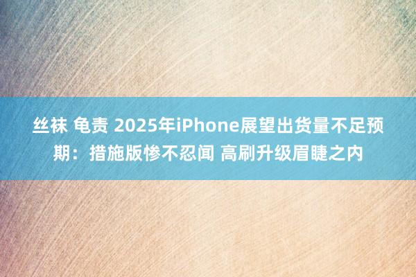 丝袜 龟责 2025年iPhone展望出货量不足预期：措施版惨不忍闻 高刷升级眉睫之内