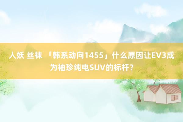 人妖 丝袜 「韩系动向1455」什么原因让EV3成为袖珍纯电SUV的标杆？