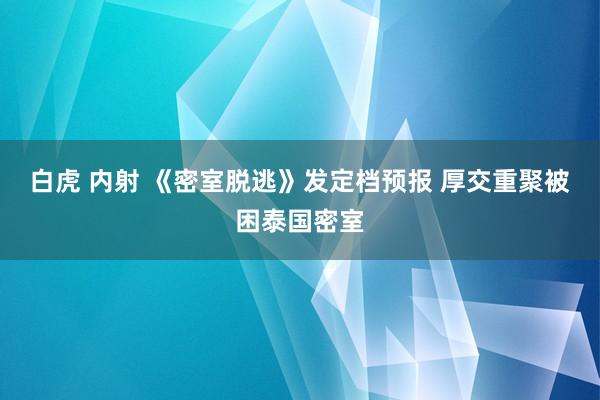 白虎 内射 《密室脱逃》发定档预报 厚交重聚被困泰国密室