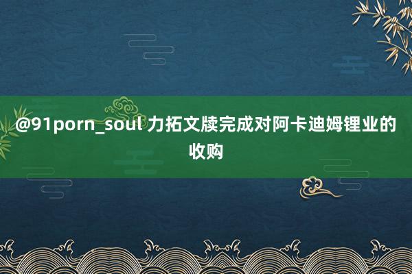 @91porn_soul 力拓文牍完成对阿卡迪姆锂业的收购