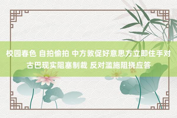 校园春色 自拍偷拍 中方敦促好意思方立即住手对古巴现实阻塞制裁 反对滥施阻挠应答