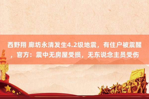 西野翔 廊坊永清发生4.2级地震，有住户被震醒，官方：震中无房屋受损，无东说念主员受伤