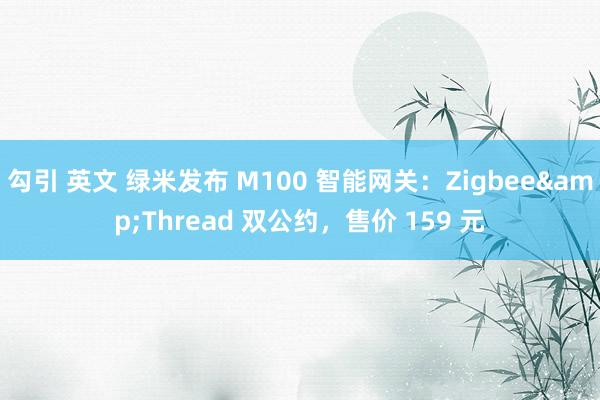勾引 英文 绿米发布 M100 智能网关：Zigbee&Thread 双公约，售价 159 元