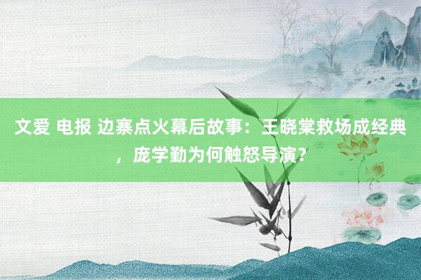 文爱 电报 边寨点火幕后故事：王晓棠救场成经典，庞学勤为何触怒导演？