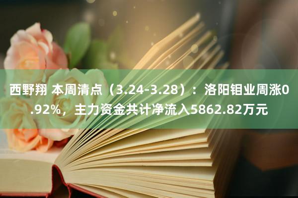西野翔 本周清点（3.24-3.28）：洛阳钼业周涨0.92%，主力资金共计净流入5862.82万元