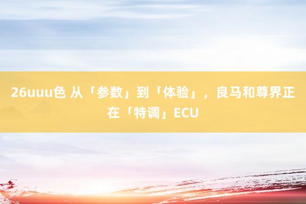 26uuu色 从「参数」到「体验」，良马和尊界正在「特调」ECU