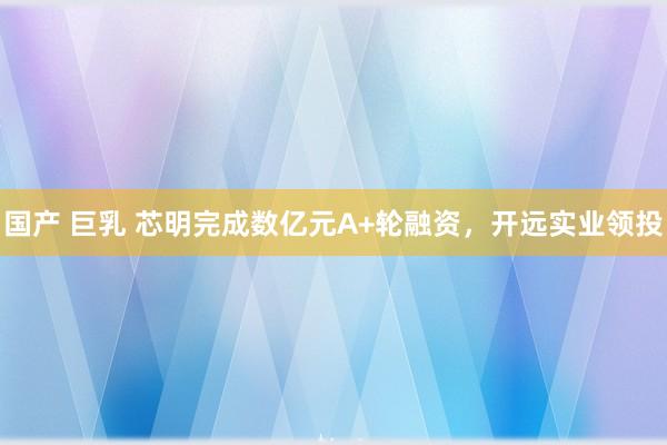 国产 巨乳 芯明完成数亿元A+轮融资，开远实业领投