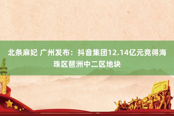 北条麻妃 广州发布：抖音集团12.14亿元竞得海珠区琶洲中二区地块