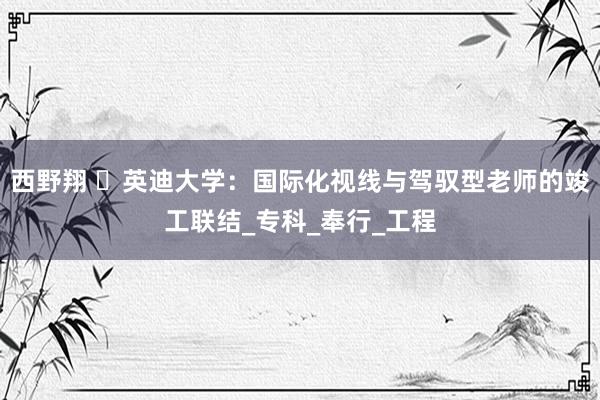 西野翔 ​英迪大学：国际化视线与驾驭型老师的竣工联结_专科_奉行_工程