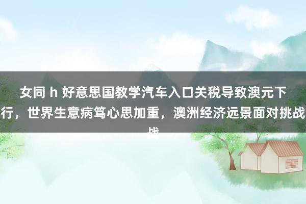 女同 h 好意思国教学汽车入口关税导致澳元下行，世界生意病笃心思加重，澳洲经济远景面对挑战