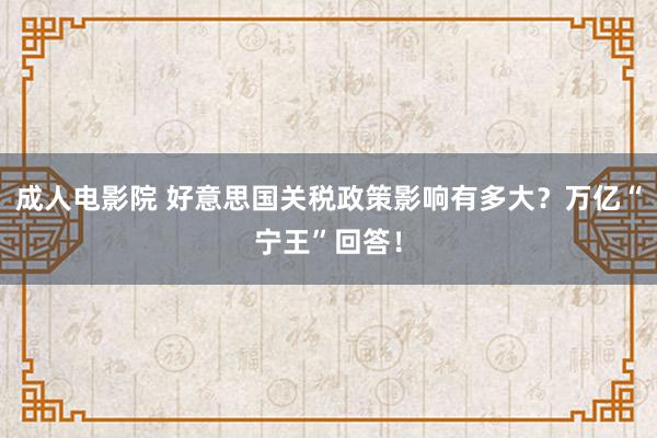 成人电影院 好意思国关税政策影响有多大？万亿“宁王”回答！