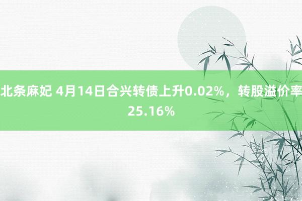 北条麻妃 4月14日合兴转债上升0.02%，转股溢价率25.16%