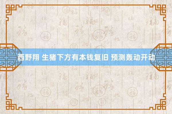 西野翔 生猪下方有本钱复旧 预测轰动开动