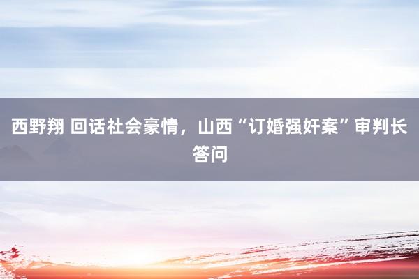 西野翔 回话社会豪情，山西“订婚强奸案”审判长答问