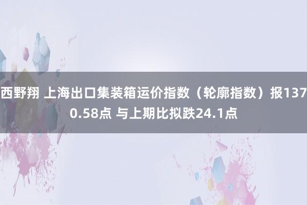西野翔 上海出口集装箱运价指数（轮廓指数）报1370.58点 与上期比拟跌24.1点