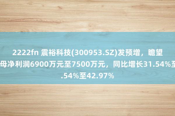 2222fn 震裕科技(300953.SZ)发预增，瞻望一季度归母净利润6900万元至7500万元，同比增长31.54%至42.97%