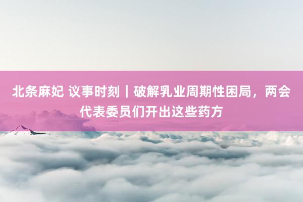 北条麻妃 议事时刻｜破解乳业周期性困局，两会代表委员们开出这些药方