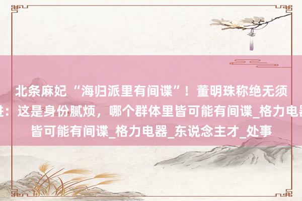 北条麻妃 “海归派里有间谍”！董明珠称绝无须一个海归派，胡锡进：这是身份腻烦，哪个群体里皆可能有间谍_格力电器_东说念主才_处事