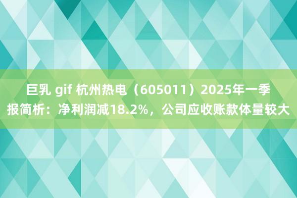 巨乳 gif 杭州热电（605011）2025年一季报简析：净利润减18.2%，公司应收账款体量较大